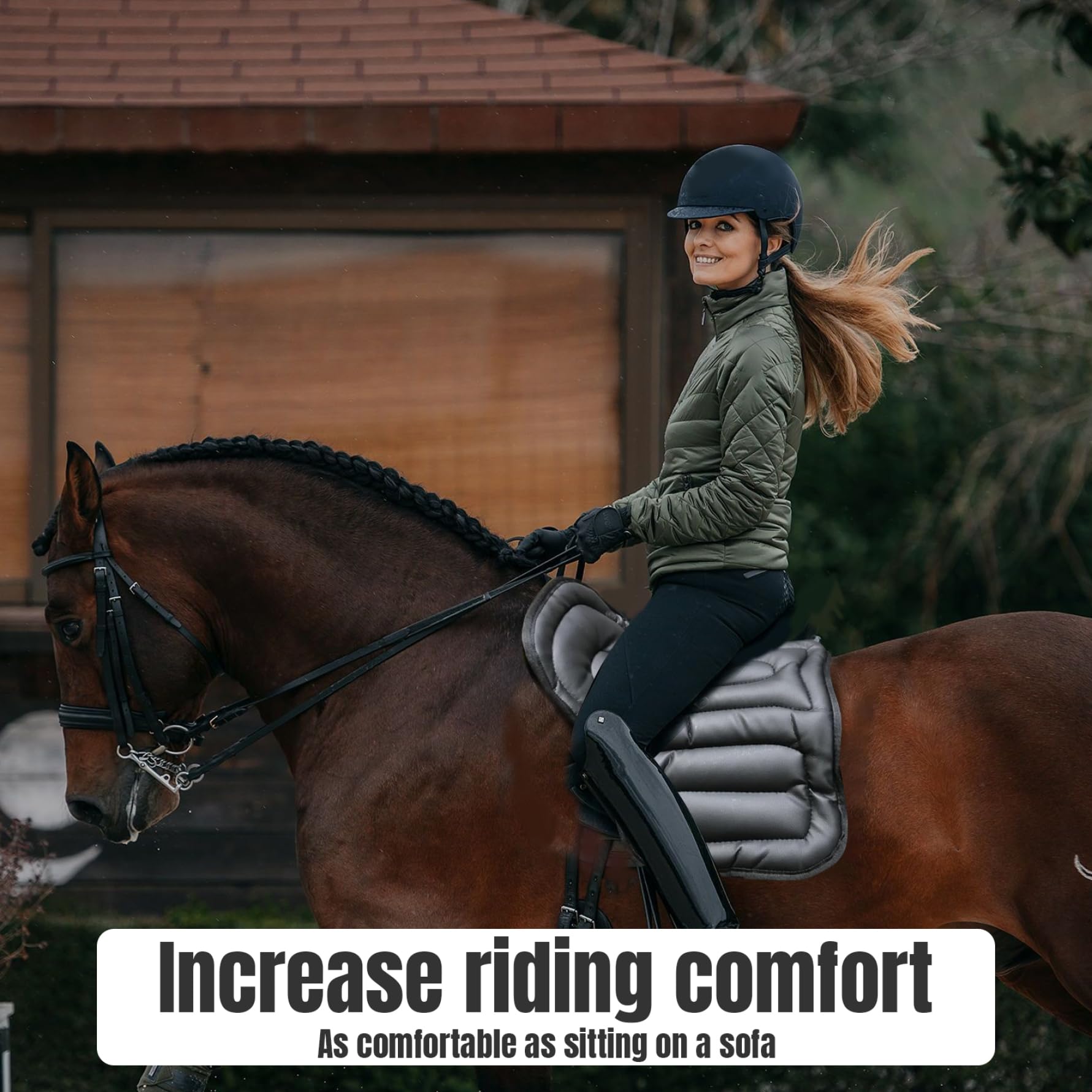 Tampon de Selle Occidentale, Coussinet de Selle en Cuir Western Saddle Seat Sild Cushion Shock-Absorbent Horse Saddle Pad avec Strap Soft Mold MULTIFUSE WESTANT SALDE pour Sport