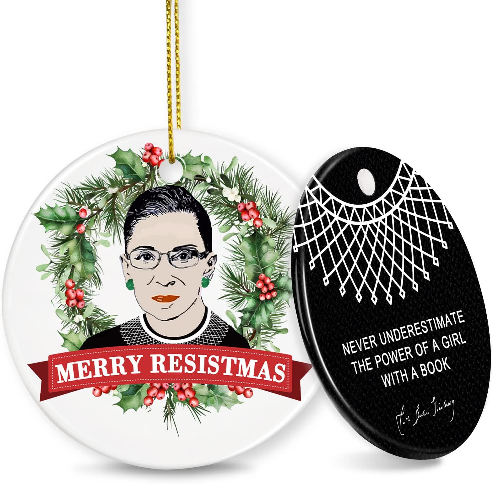 JocideaChristmas Ornaments, Ruth Bader Ginsburg 2021 Christmas Ornaments Christmas Tree Ornaments Christmas Home Decorations Christmas Holiday Ornament Christmas Decorations - Gifts for Christmas