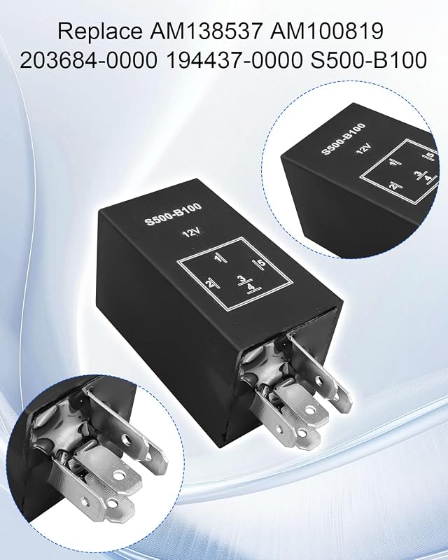Glow Plug Relay Module AM138537 Fit for John Deere 4X2 4X4 6X4 755 855 F735 | F915 F925 F935 XUV Gators, Fit for Compact Tractor 655 755 756 855 856, Replace AM100819 S500-B100