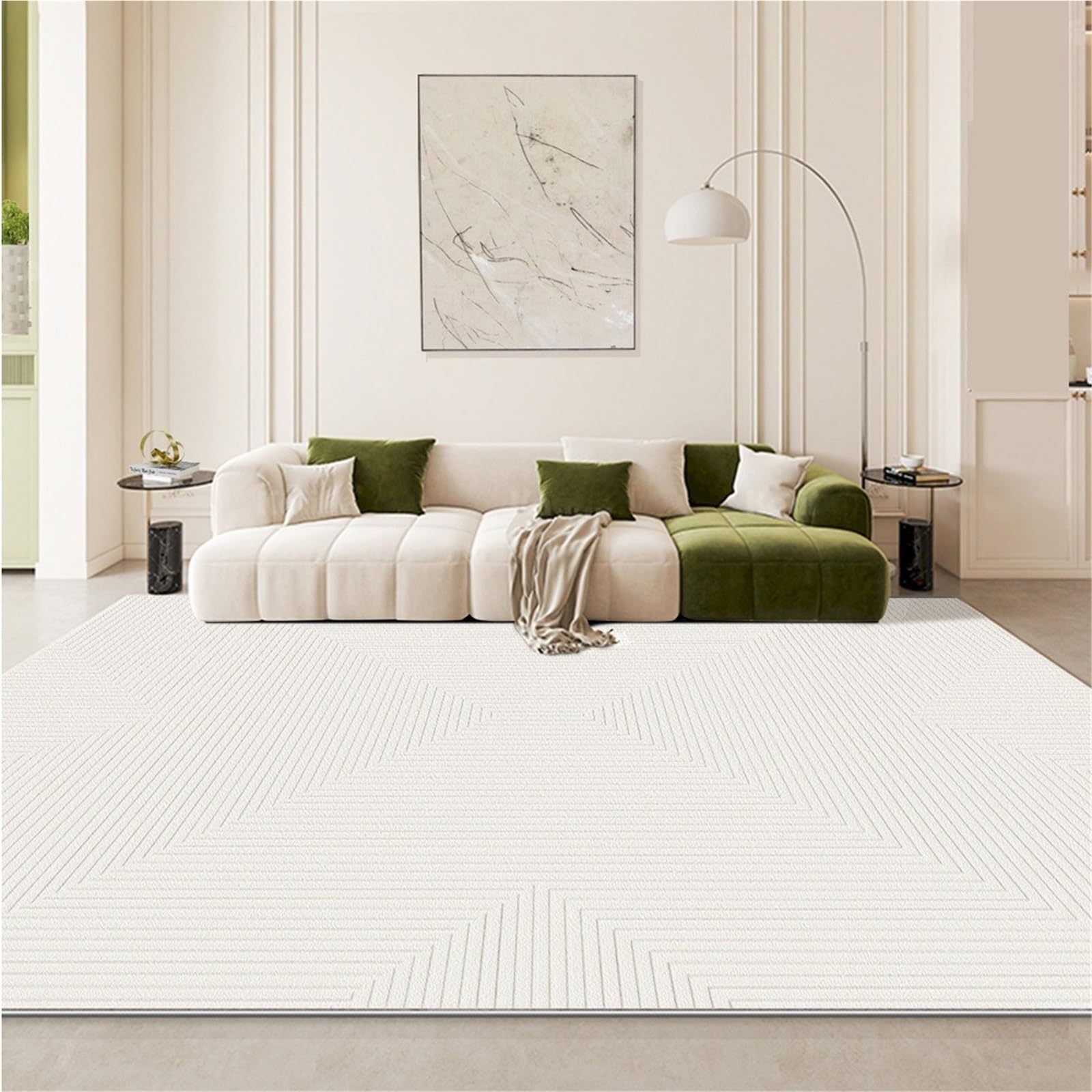 Grand tapis bohème gris lavable en machine pour le salon et la chambre