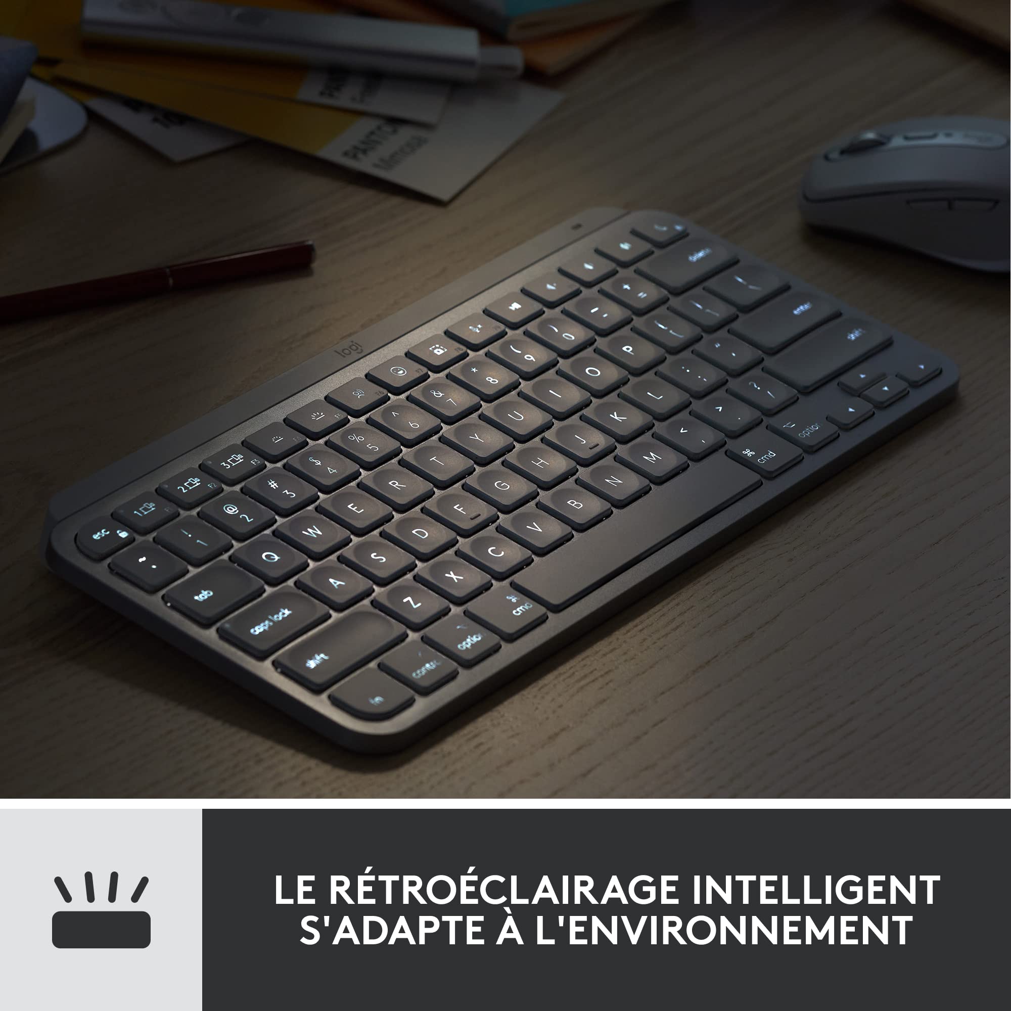 Logitech MX Keys Mini Combo for Business, Clavier et Souris sans Fil compacts, Technologie Logi Bolt, Bluetooth, certifié Windows/Mac/Chrome/Linux - Gris