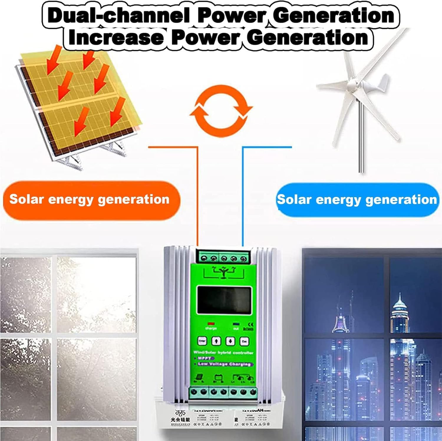 Hybrydowy Kontroler ładowania Wiatru Słonecznego Z Obciążeniem Zrzutu Dla Generatora Turbiny Wiatrowej O Maksymalnej Mocy 800 W Panel Słoneczny O Mocy 800 W Akumulator 12 V, 12V, 800W