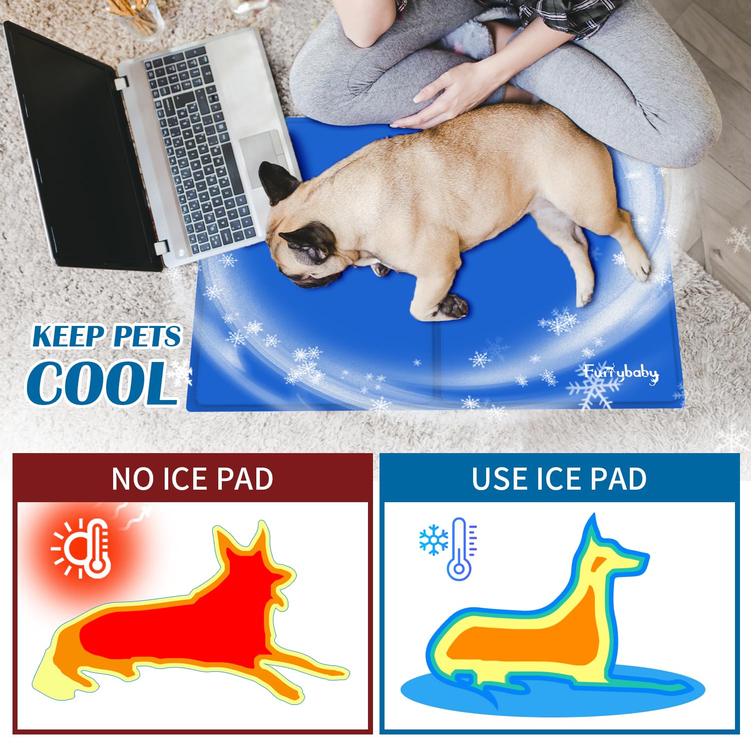 furrybaby Dog Cooling Mat, Pet Bed Dog Mat Self-Cooling Pad Cool Gel Bed Large Pads Mats, No Need to Refrigerate or Freeze - Image 2