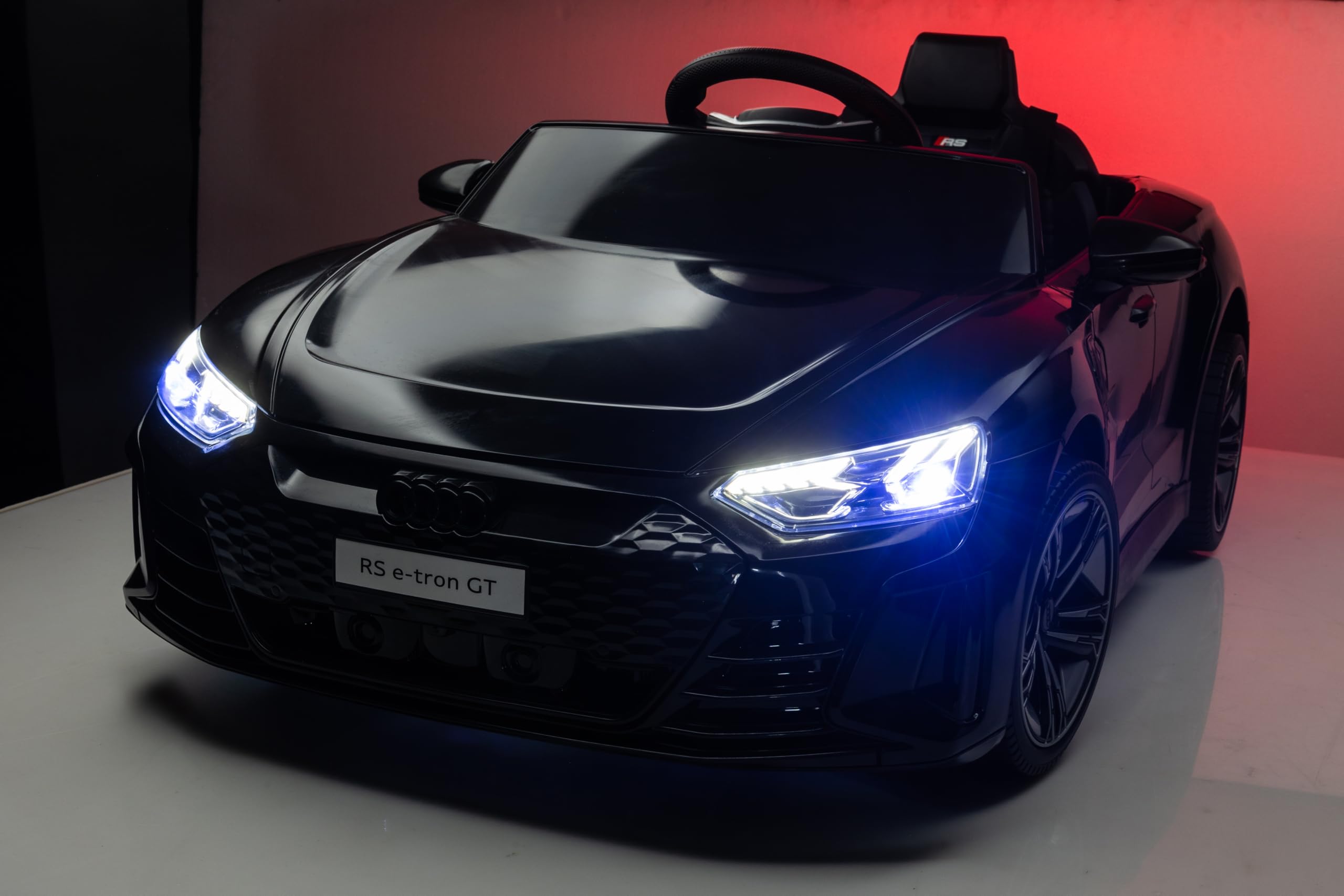 FINOOS Voiture électrique Enfants 12V A.UDI RS-Etron avec télécommande klaxon LED Musique Noir