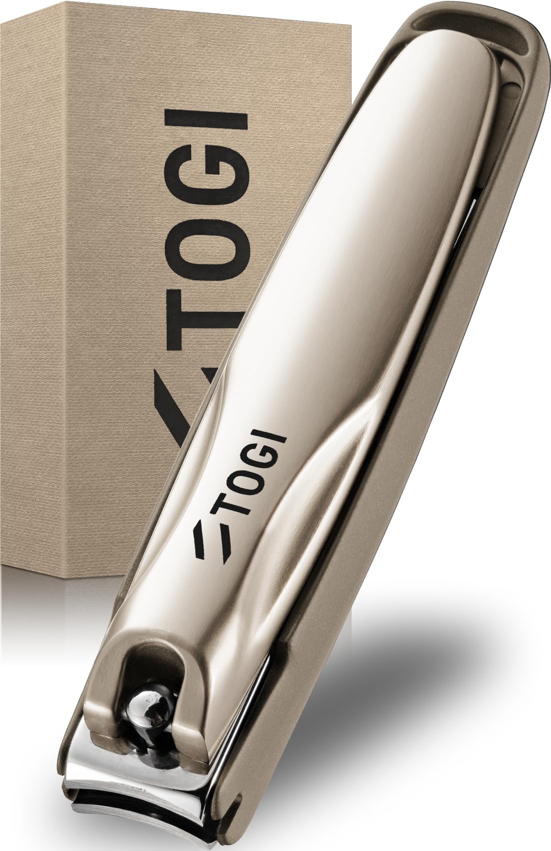 Authentic TOGI Nail Clipper with Extremely Sharp Cutting Edge, High-Quality [Cuts Smoothly and Easily with Light Force] Curved Blade, Nail Clipper, Gift, Champagne 420J2 Included : Beauty