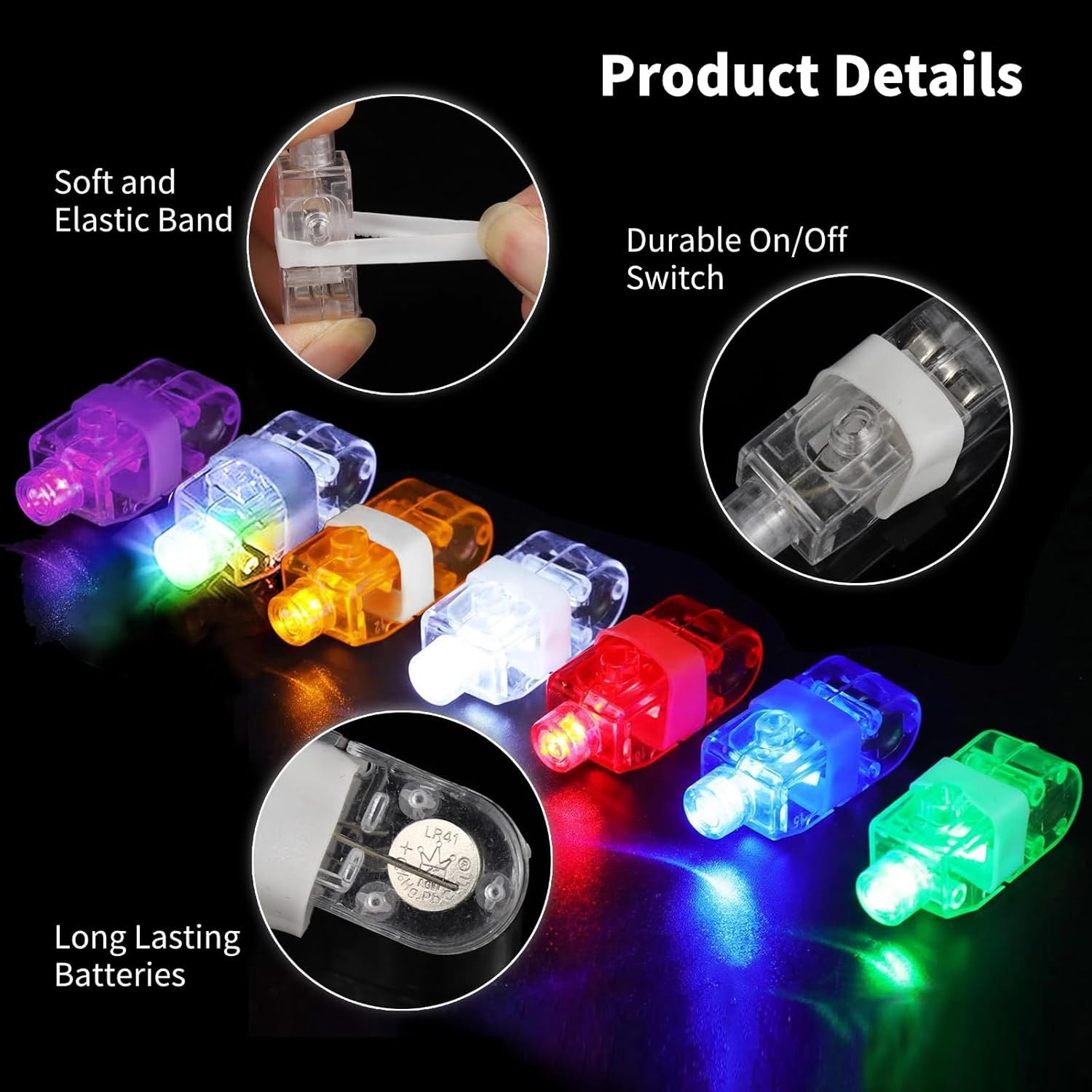 210 Pcs LED Finger Lights, 7 Colors Finger Flashlights, Battery Powered Light Up Finger Ring Toys, Mini Finger Lamps, Glow in The Dark Party Supplies for Rave Concert Shows (210Pcs)