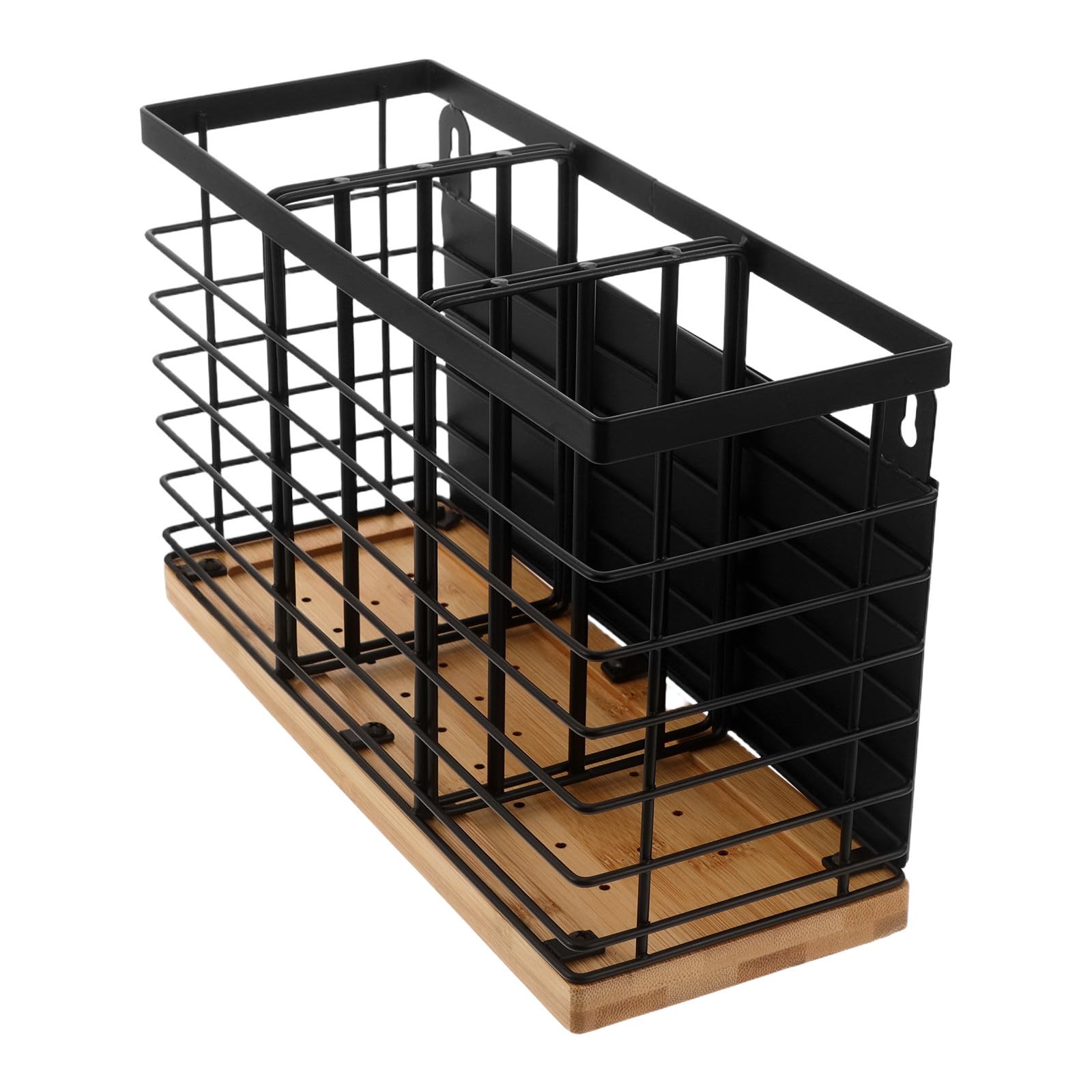 Lurrose Porte-ustensiles Magnétique de Comptoir en Bois et Fer Noir