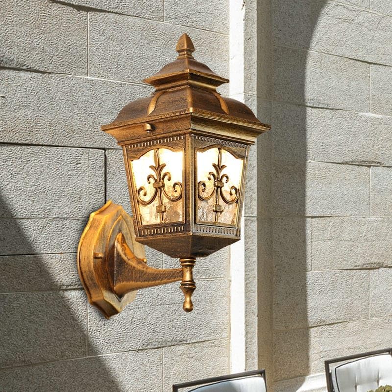 Glowave™ Decorative Outdoor Glass Die Cast Aluminium Post Wall Lamp Pillar Wall Lantern, Antirust Waterproof for Garden Main Gate Porch Blacony - Warm White… (6635/J)