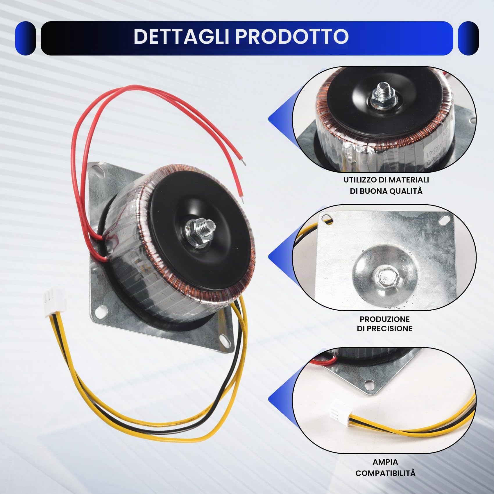 Doppio trasformatore toroidale in rame da 15 V per alimentatore doppio trasformatore di loop per amplificatore di potenza