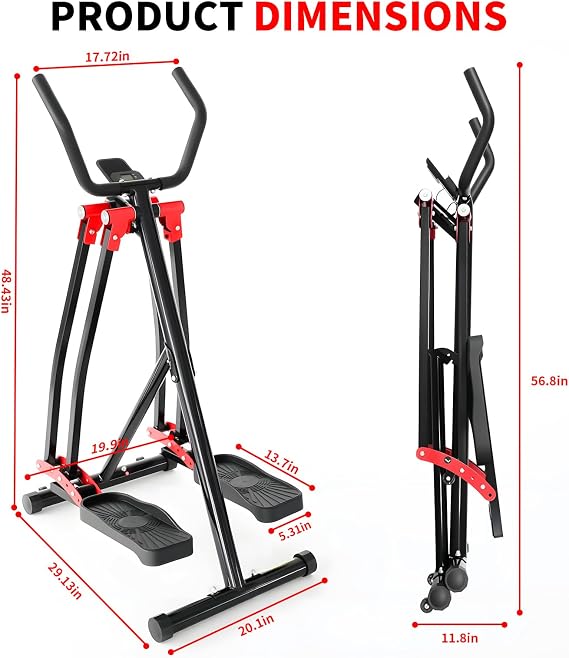 Air Walker Exercise Machine, HOWHAI Space Walker Elliptical Training for Home Gym, 30 inch Stride Low-Impact Compact Glider Steppers for Men and Women Full-Body Cardio & Leg Stretch