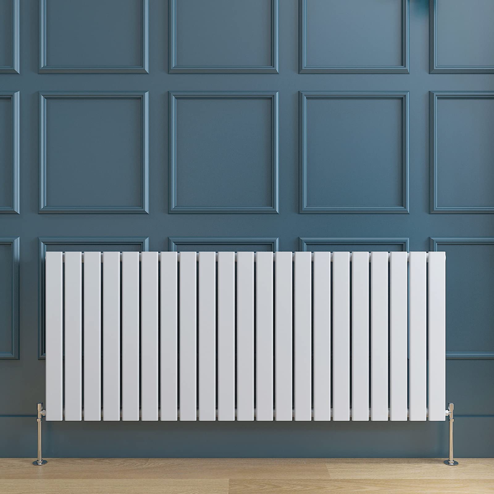 Horizontal White Radiator Single Flat Panel Designer Radiator Central Heating 600x1428mm Interior Design