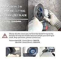 Vista 4 de Rueda de corte de granito de diamante de 5 pulgadas, amoladora angular soldada al vacío de 4.921 in, hoja de diamante para corte seco y húmedo