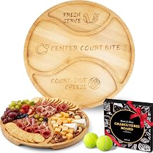 Tennis Ball Charcuterie Board, 12-Inch Bamboo Snack Tray
