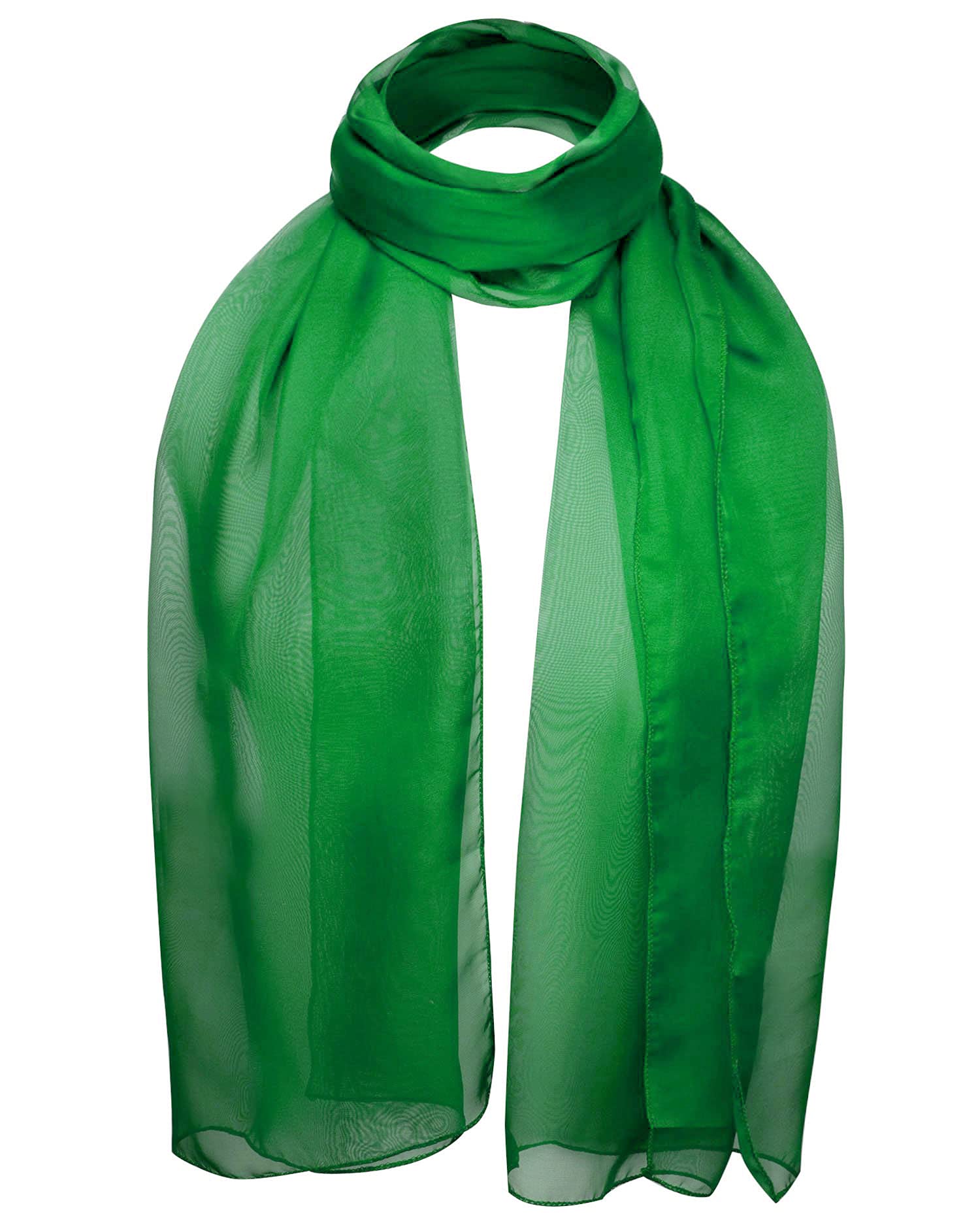 Basic Sense Women's Green Plain Chiffon Soft Sheer Scarf,