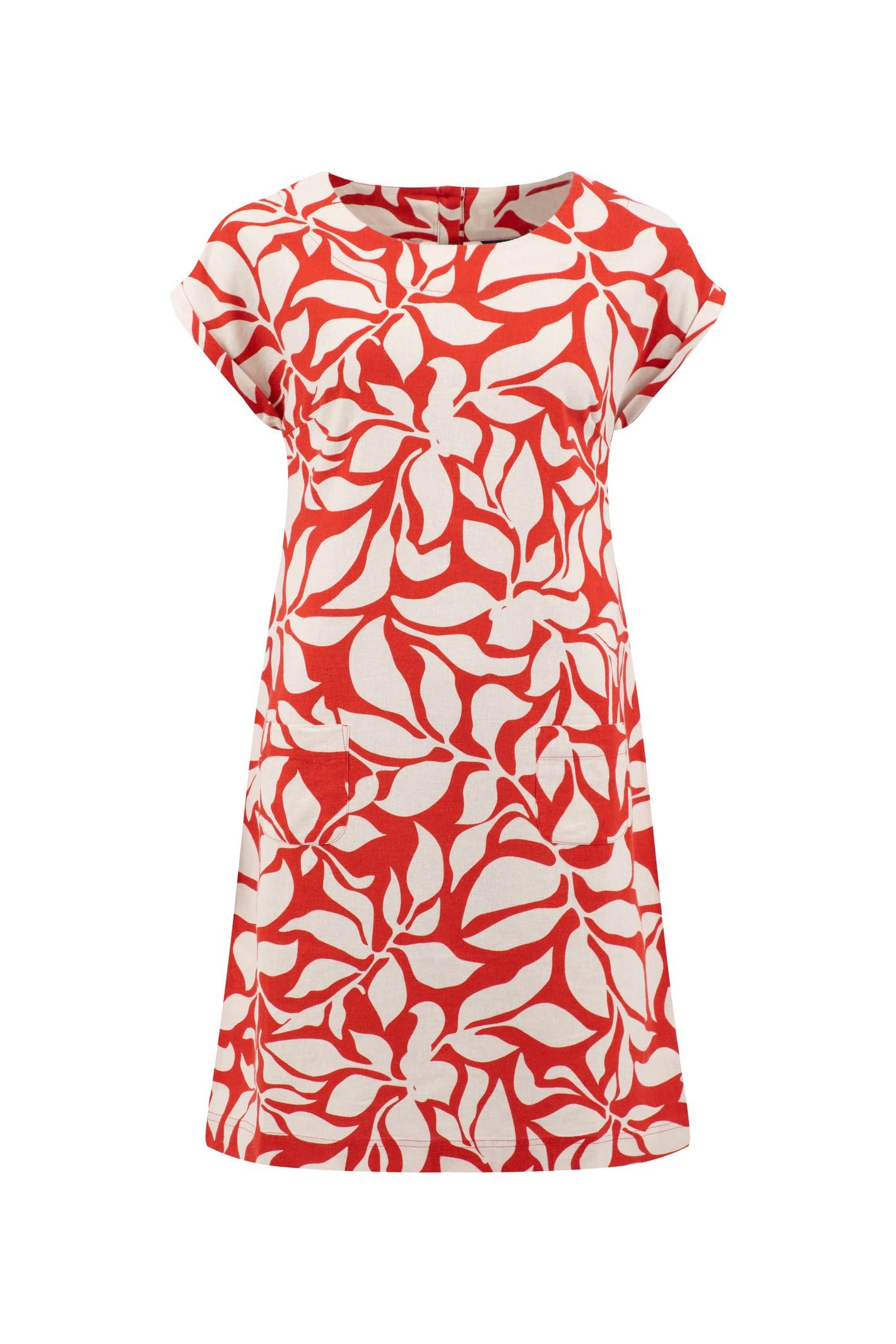 Weird Fish Women's Red Tampa Printed Linen Rich Dress Size 20