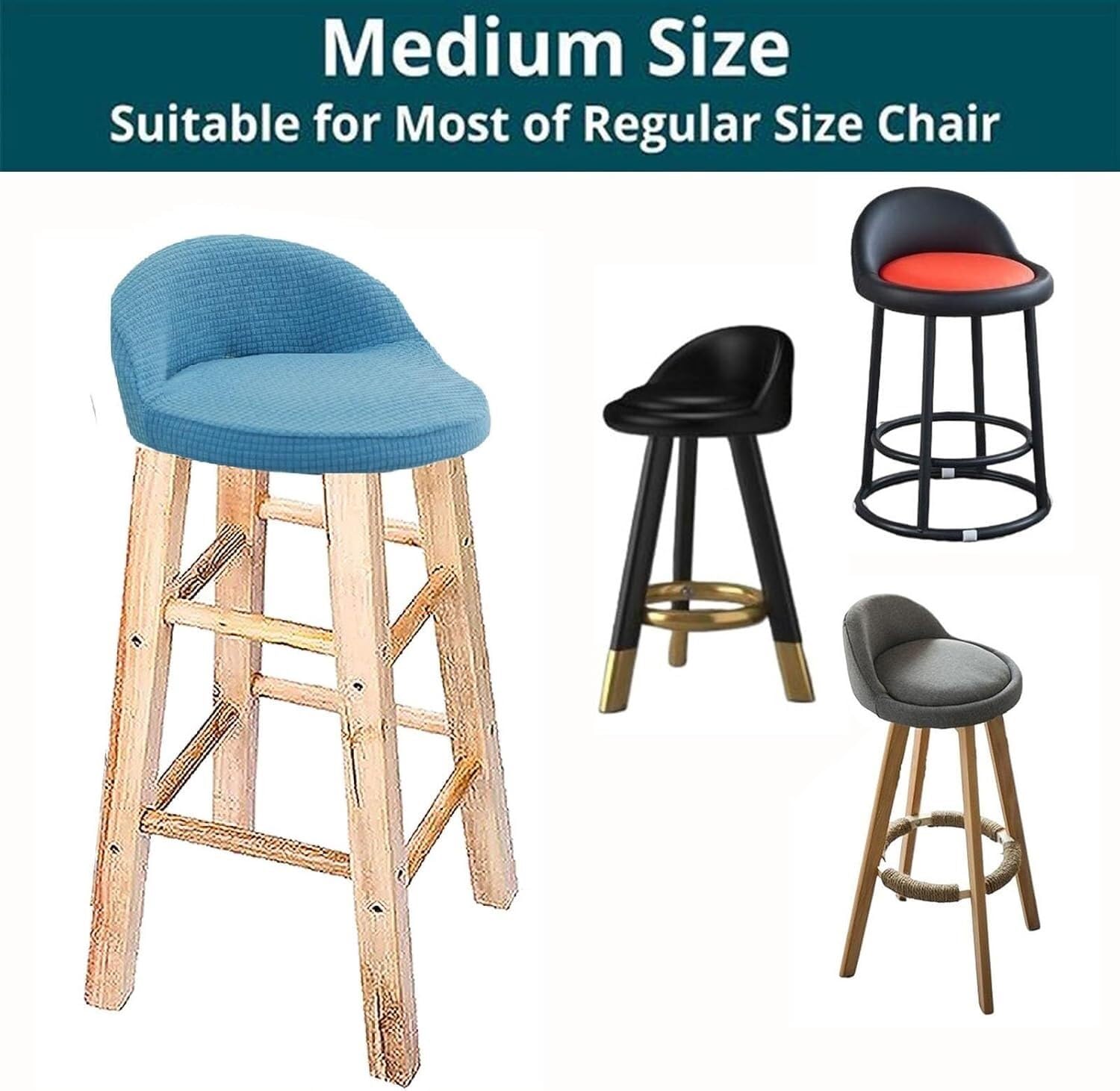 Lot De 2 Housses Extensibles Pour Tabouret De Bar Avec Dossier – Imprimées, Polyester/élasthanne, Protection Salle à Manger, Motif A18