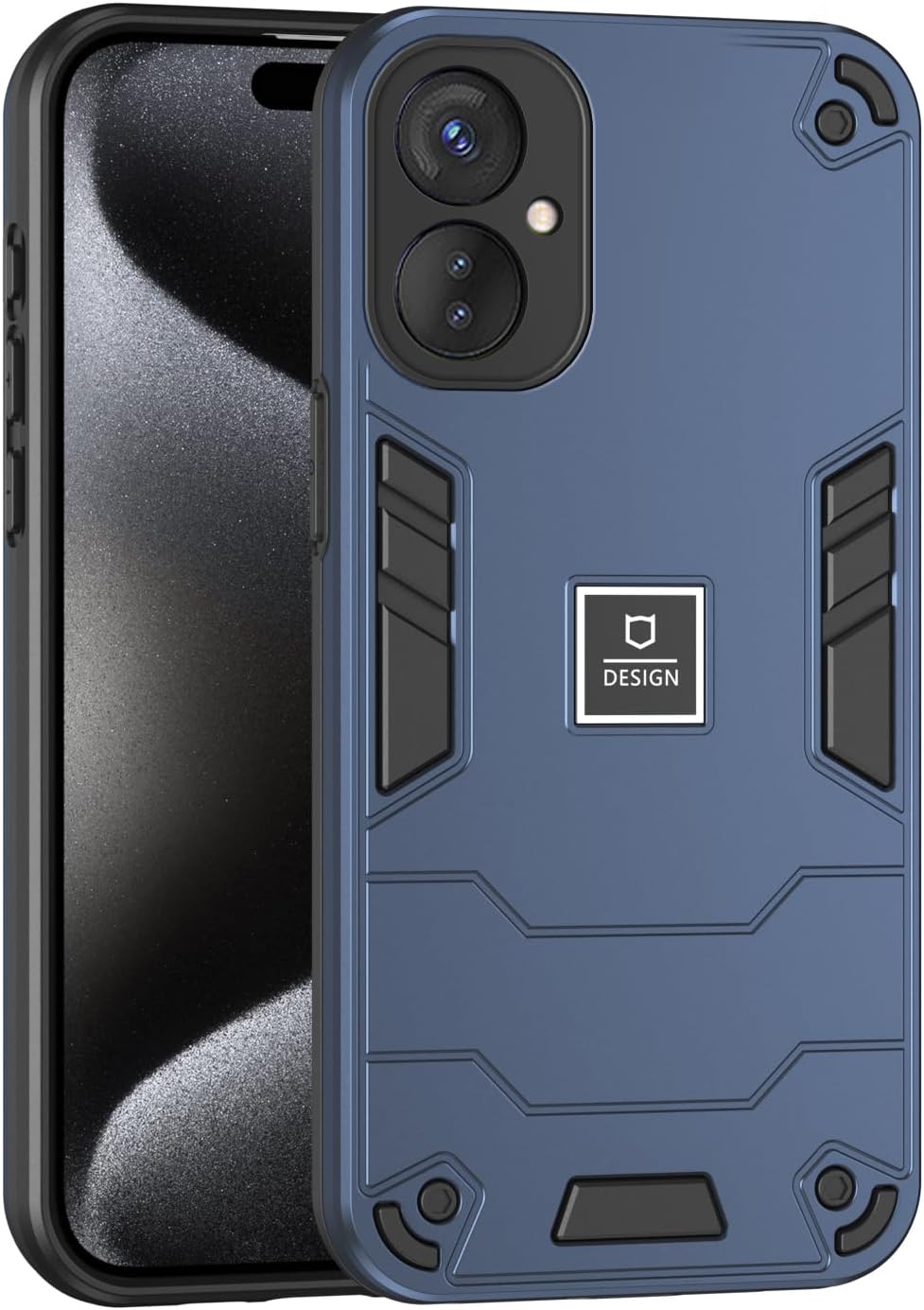Phone Case Compatible with Tecno Spark 9 Pro,Compatible with Tecno Spark 9 Pro KH7 KH7n Case Dual-Layer Drop-Proof TPU+PC 2-in-1 Protective Case Blue