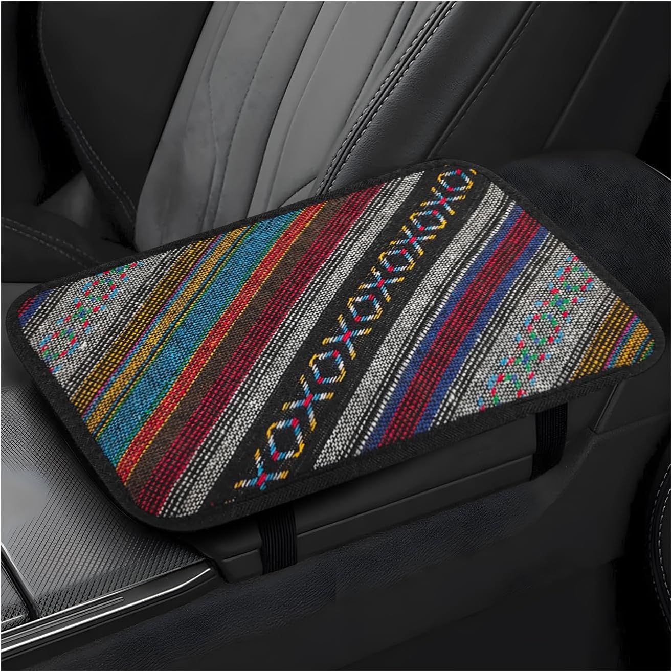 Sbulhia Car Center Console Cover — Boho Embroidered Armrest Pad
