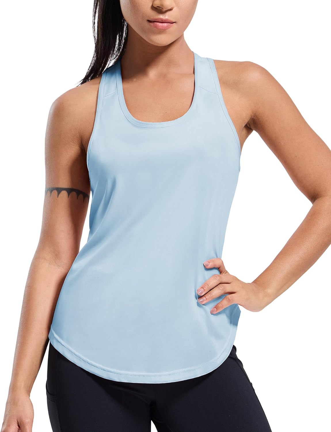 MIER Workout Tank Tops for Women Racerback Athletic Sleeveless Loose Fit Muscle Tee Shirts Dry Fit Runing Gym Yoga Top Summer