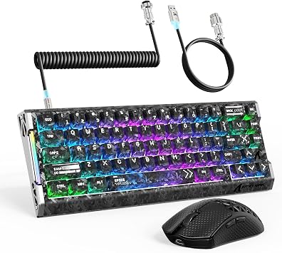 ATTACK SHARK Carbon Fiber R68 HE & R5 Ultra Gaming Keyboard and Mouse Combo, 8KHz Polling Rate Wired Keyboard with RGB Backlit, 39g Superlight, PAW3950 MAX 42000 DPI Wireless Mouse for PC/MAC Ink