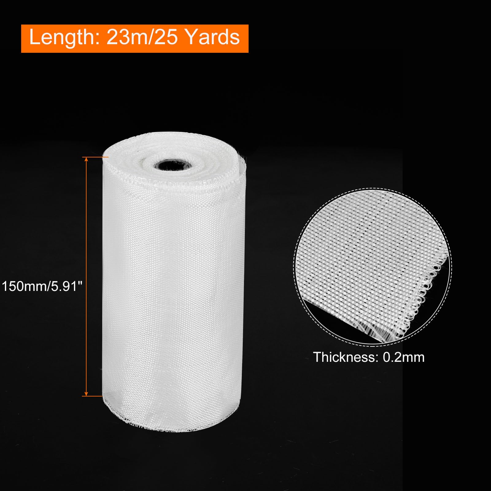 QUARKZMAN 2pz Nastro in Tessuto di Fibre di Vetro 23m(25 Iarde) x150mmx0,2mm in Vetroresina C Nastro in Tessuto Fibre Vetro Rete Tessuto Fibre Vetro Isolante per Rinforzo Riparazione