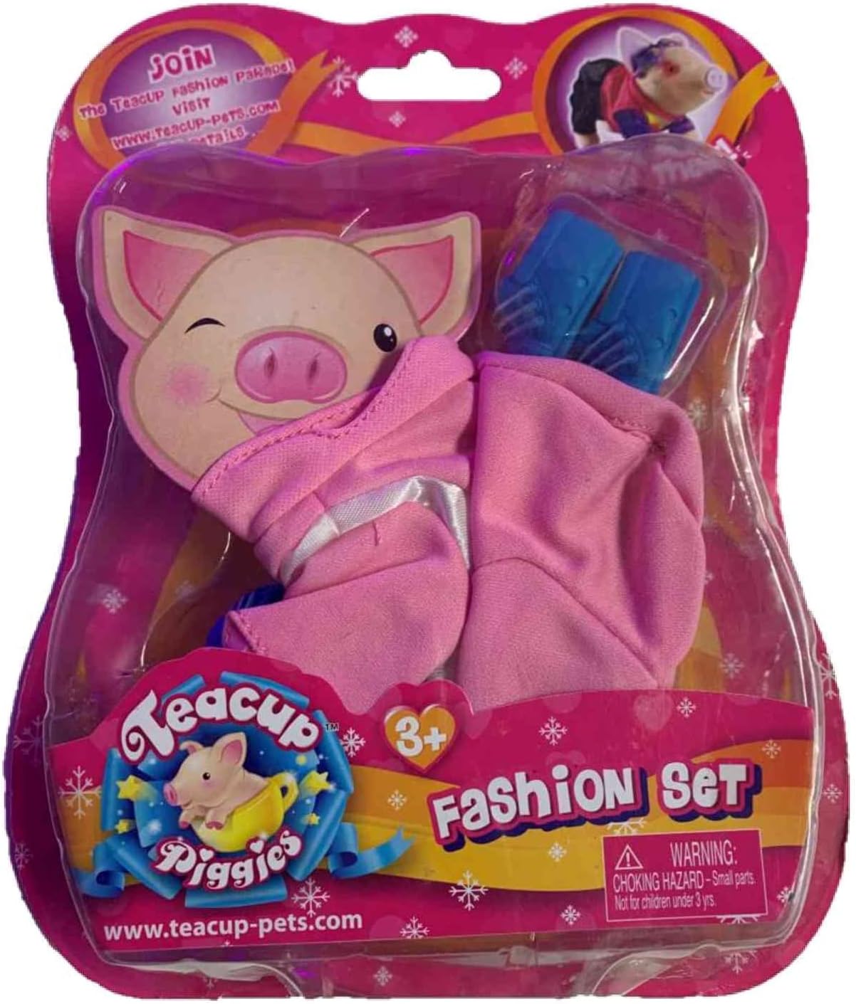 Teacup Piggies Fashion Set ~ Pink Athletic Suit and Blue Laced Shoes