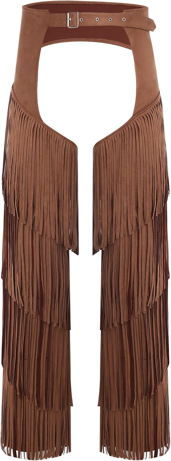 iiniim Womens Faux Suede Western Cowgirl Chaps Pants Motorcycle Riders Open Crotch Overpants