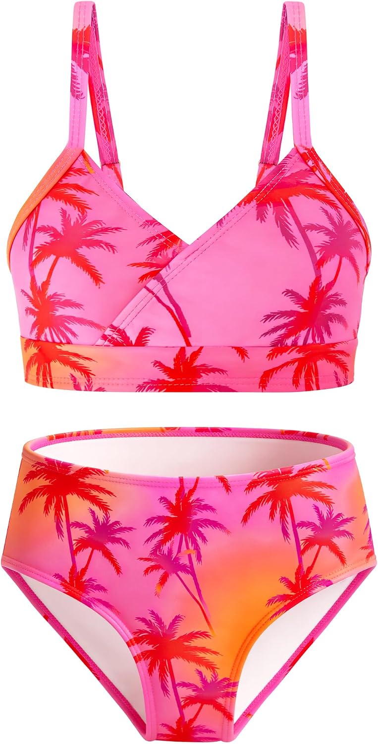 Sylfairy Girls Swimsuits 2 Piece Bikini Set Adjustable Shoulder Straps Swim Suit Kids Bikini
