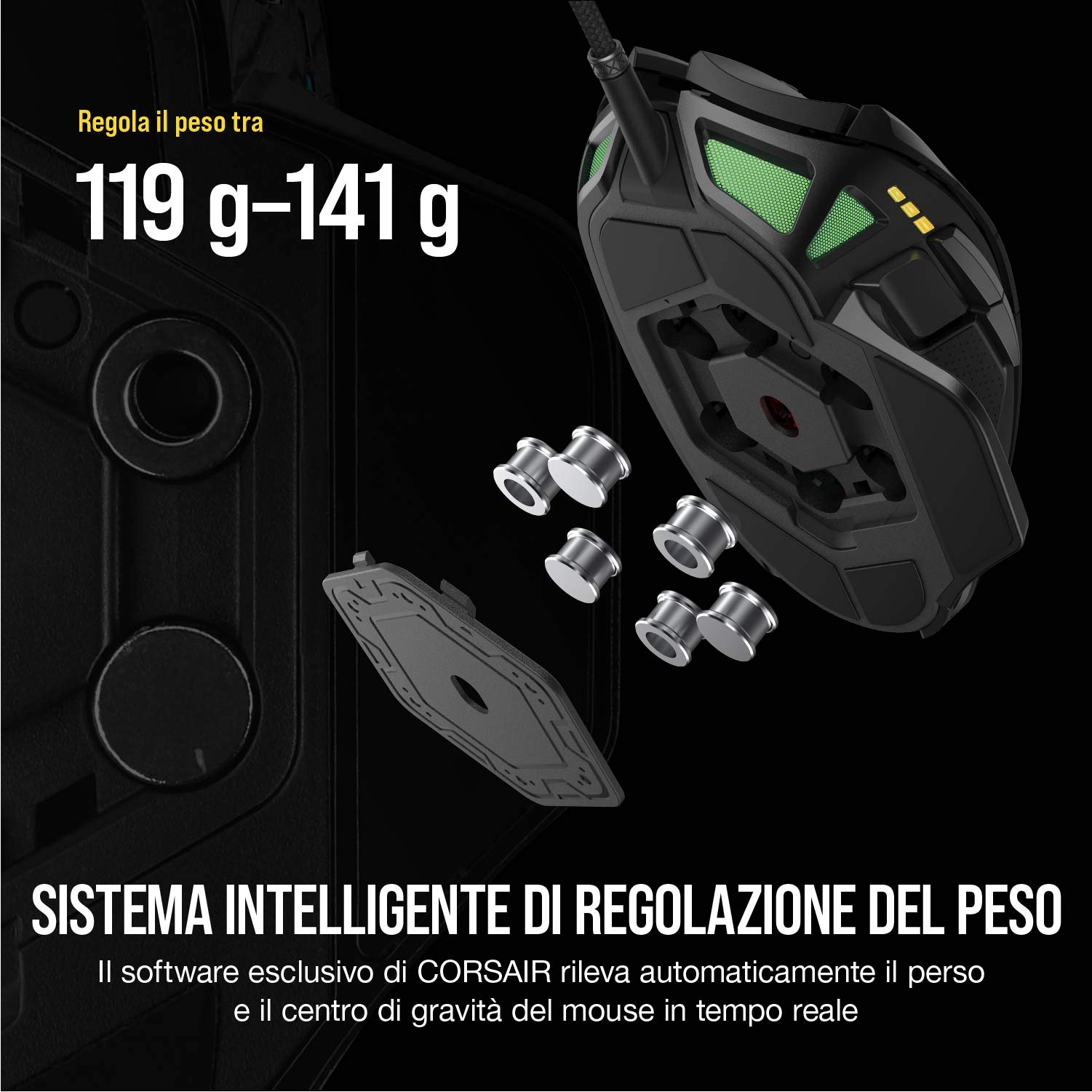 Corsair NIGHTSWORD RGB Mouse da Gioco per FPS/MOBA, 18.000 DPI, Nero
