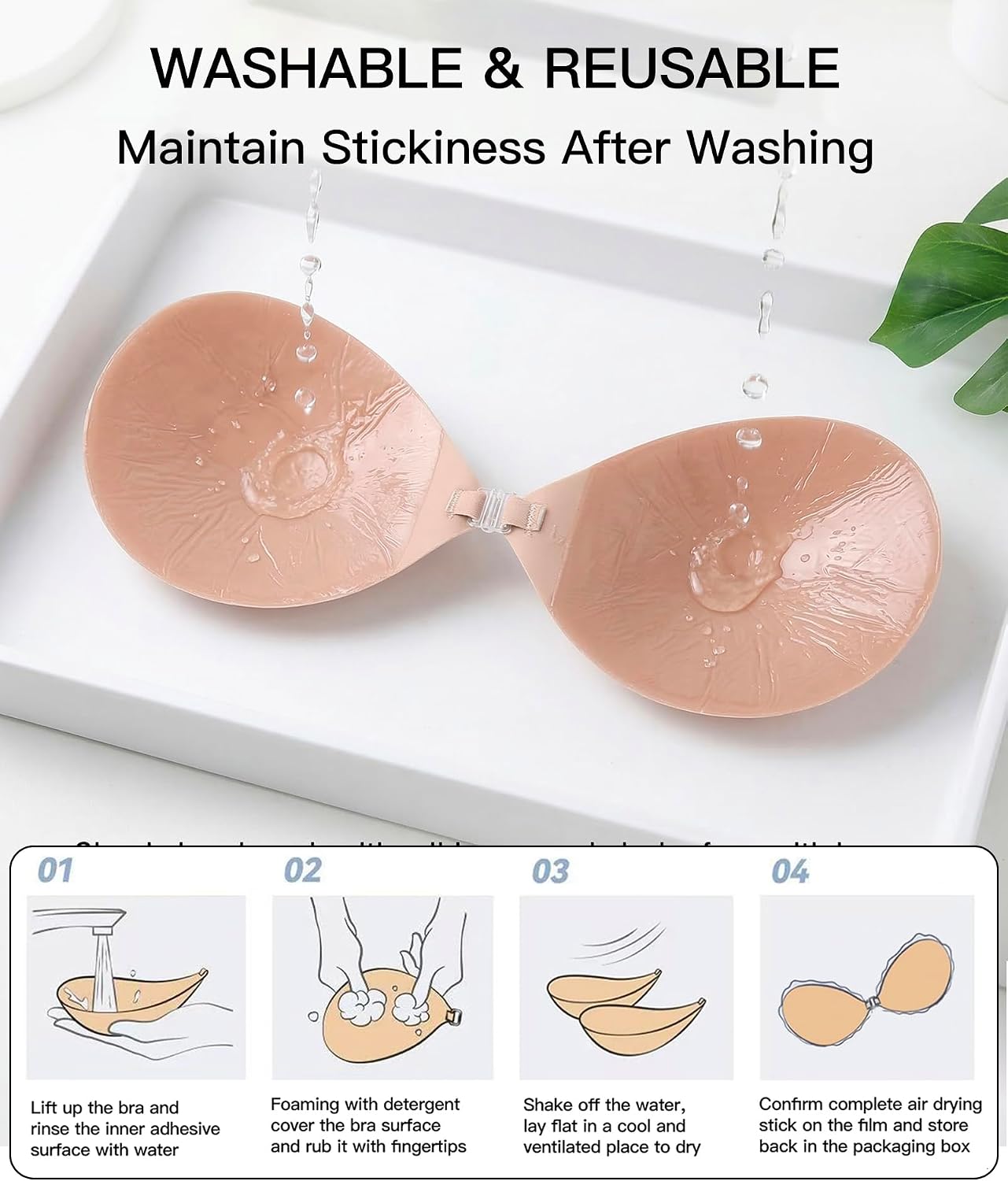 MITALOO Sticky Bra Slicone Adhesive Bra Seamless Push Up Invisible Strapless Backless Covers for Women