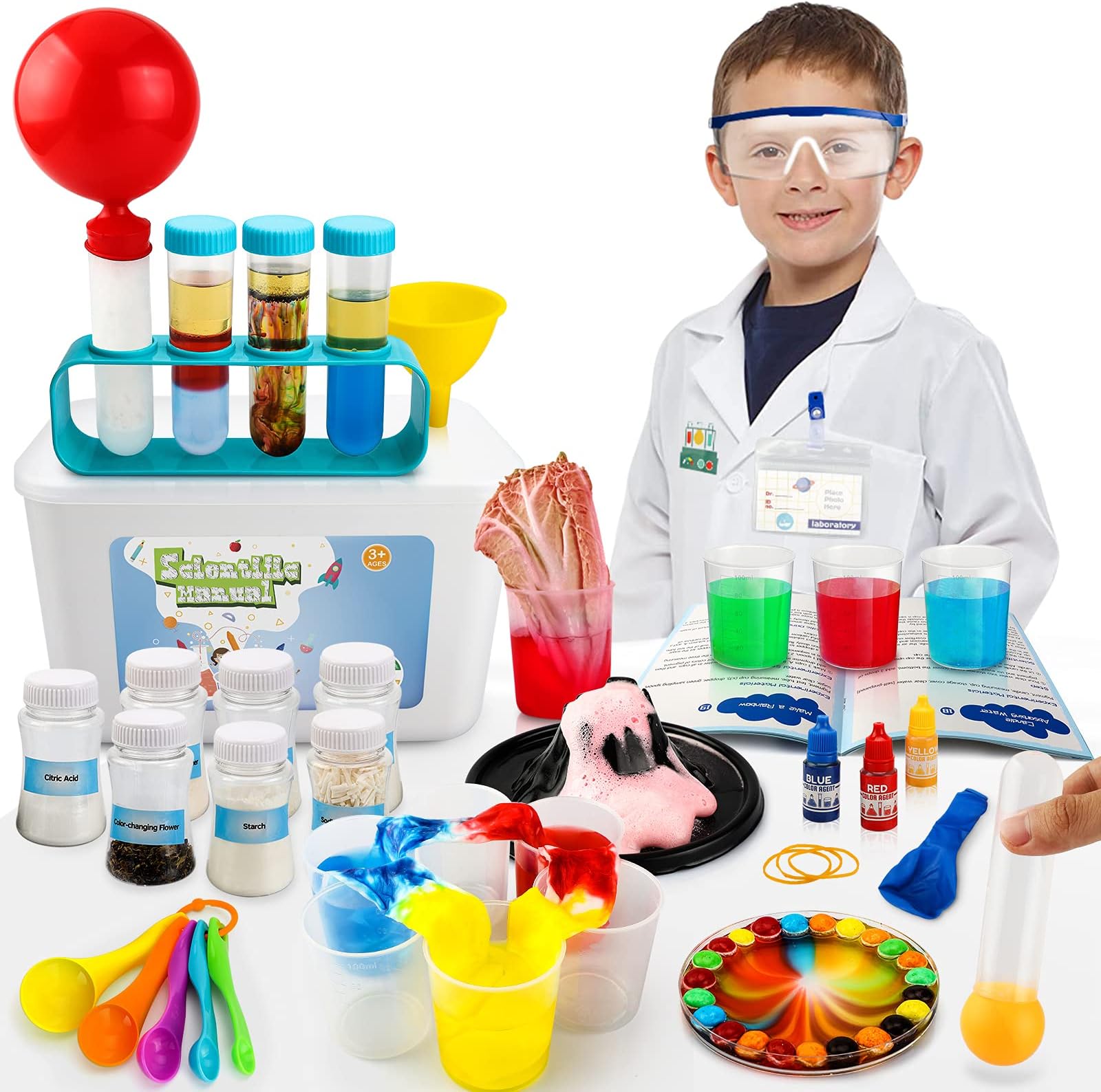 Sillbird Science Kits for Kids 4-6, 38 Experiments and Lab Coat, DIY STEM Projects Chemistry Set, Educational Toys Kit Gifts for Boys & Girls Aged 3 4 5 6 7 8 (66 Pieces)