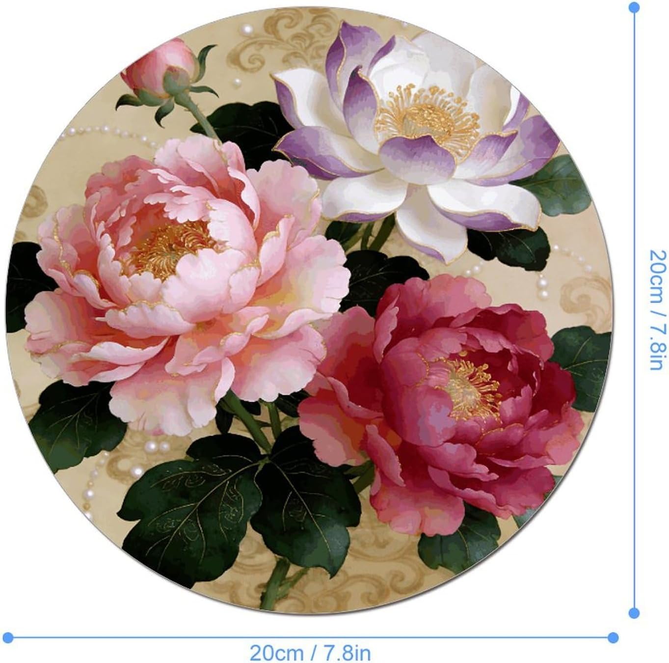 Unique Flower Pattern Mouse Pad Non-Slip Rubber Round Mousepad for Office Home Gaming Laptop Waterproof Travel Circle Mouse Pads for Computer Cute Mouse Mat for Women Men image 2