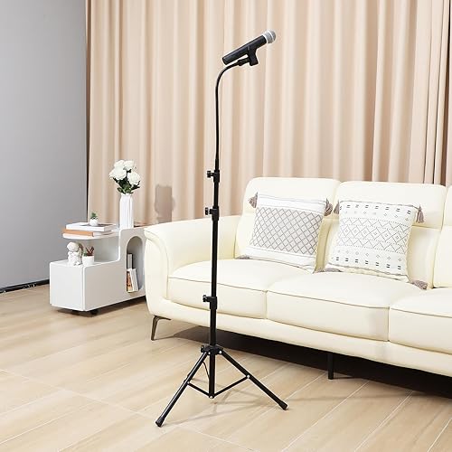 Miniatura 3 de Luxshiny Soporte de micrófono de trípode ajustable con bolsa de transporte, soporte de micrófono de suelo estable y portátil para cantar rendimiento