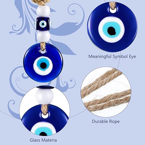 Miniatura 3 de 6 piezas de cuentas de mal de ojo turco azul turco colgantes para manualidades de cuentas de vidrio para colgar en la pared, adorno decorativo de