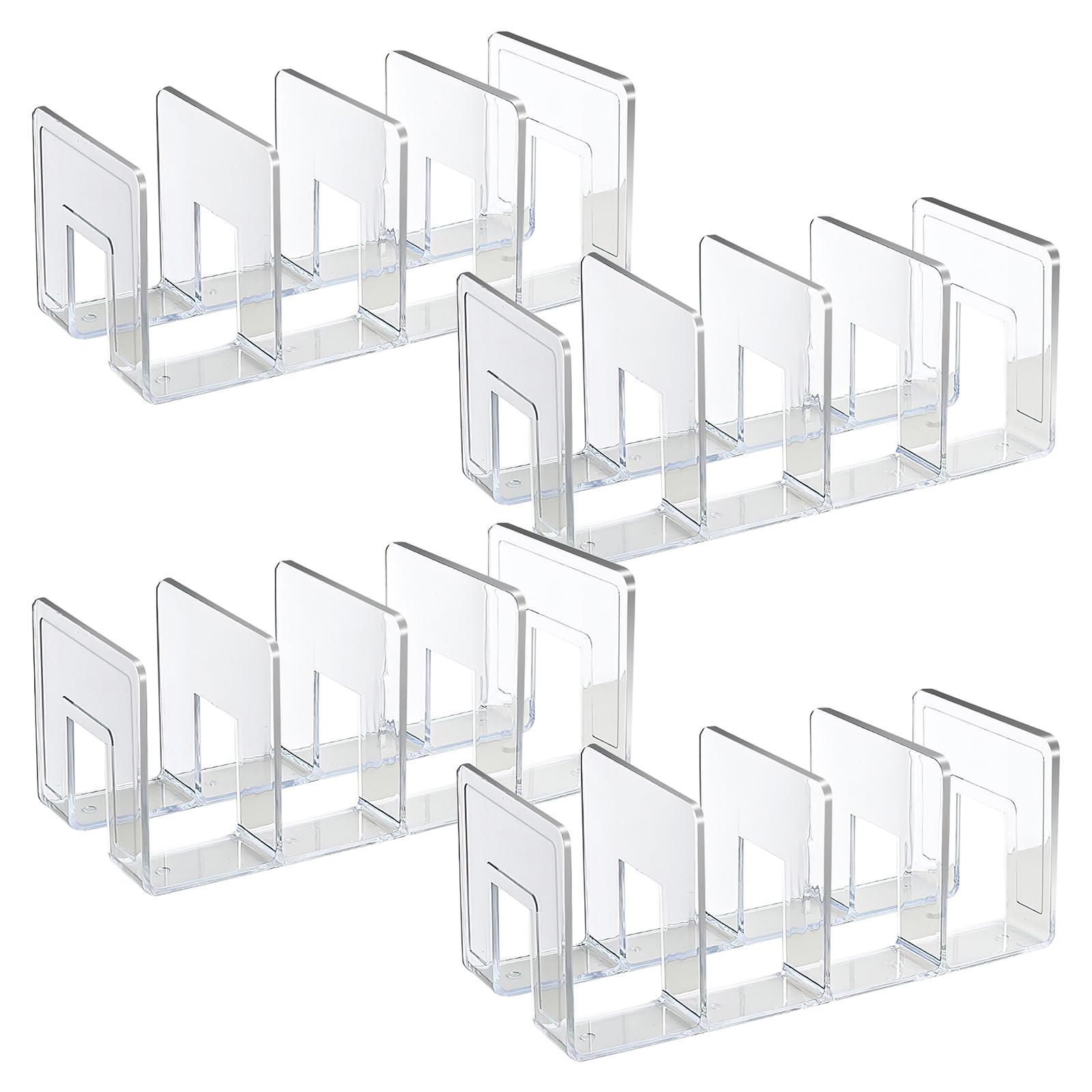 SAYEEC Acrylic File Holder, Clear File Sorter Desk File Organizer, Sturdy Desktop File Folder Organizer Rack for Envelopes Mail Letter Paper Notebook Electronics Office Supplies (4 Sections, 4 Pack) — image 1