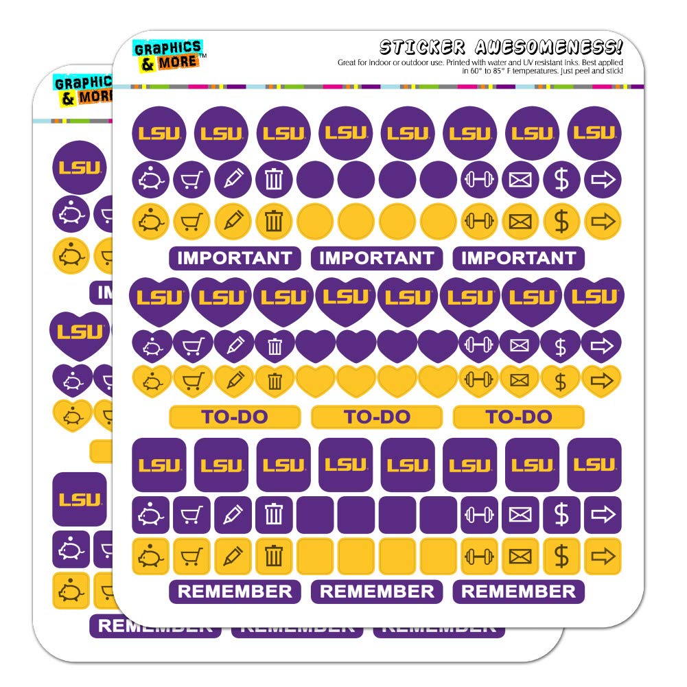 LSU Logo on Purple Planner Calendar Scrapbooking Crafting Sticker Set