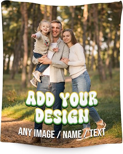 Personalized Photos Blanket - Custom Picture Blankets Gifts for Son Daughter - Cozy Fleece Throw for Couch, Office 4 Sizes