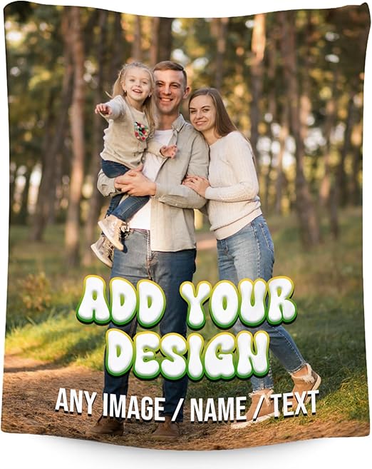 Personalized Photos Blanket - Custom Picture Blankets Gifts for Son Daughter - Cozy Fleece Throw for Couch, Office 4 Sizes