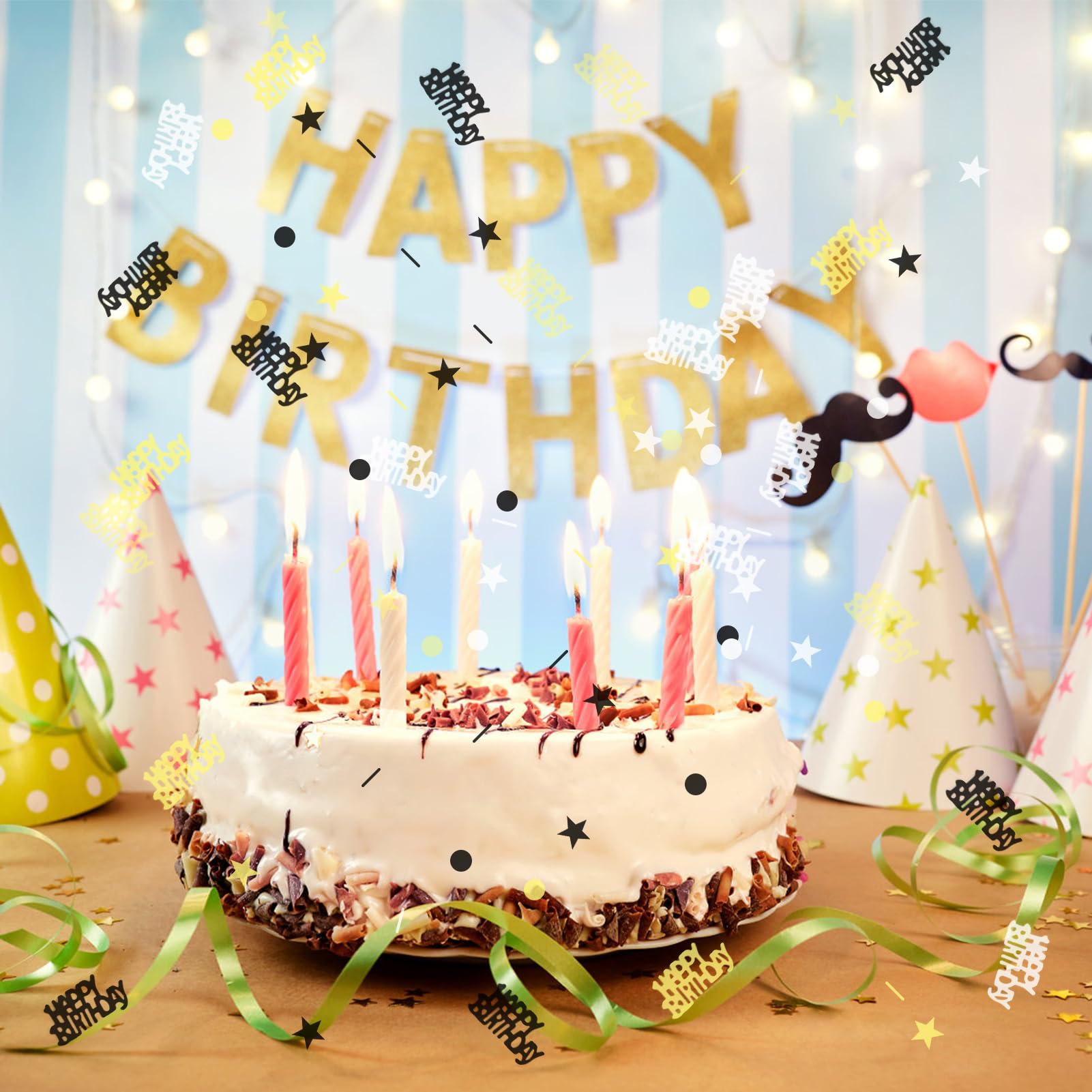 1000 Pcs Confettis Anniversaire 30 Ans, 30G Confettis De Table Noires