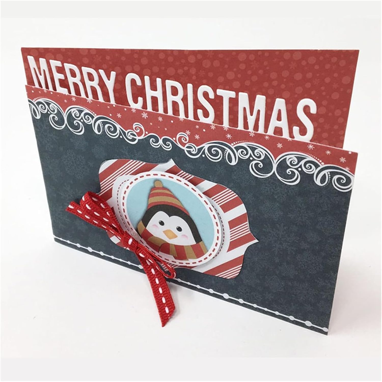Briartw 6pcs/Set Christmas Sentiments Card Edge Cutting Dies for Card Making,Carbon Steel Embossing Stencil for DIY Decoration Scrapbooking,Greetings Card,Invitation,Make Gifts for Family and Friends
