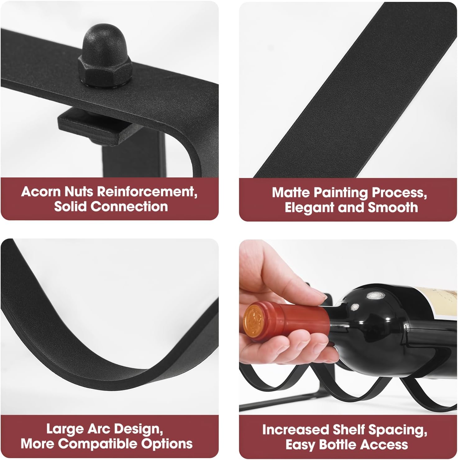 Stackable Wine Rack Countertop, 8 Bottles Wine Bottle Holder for Inside Cabinet, Small Tabletop Wine Holder Stand for Pantry Bar, 2-Tier Angle Adjustable Wine Bottle Rack for Tight Spaces - Image 7