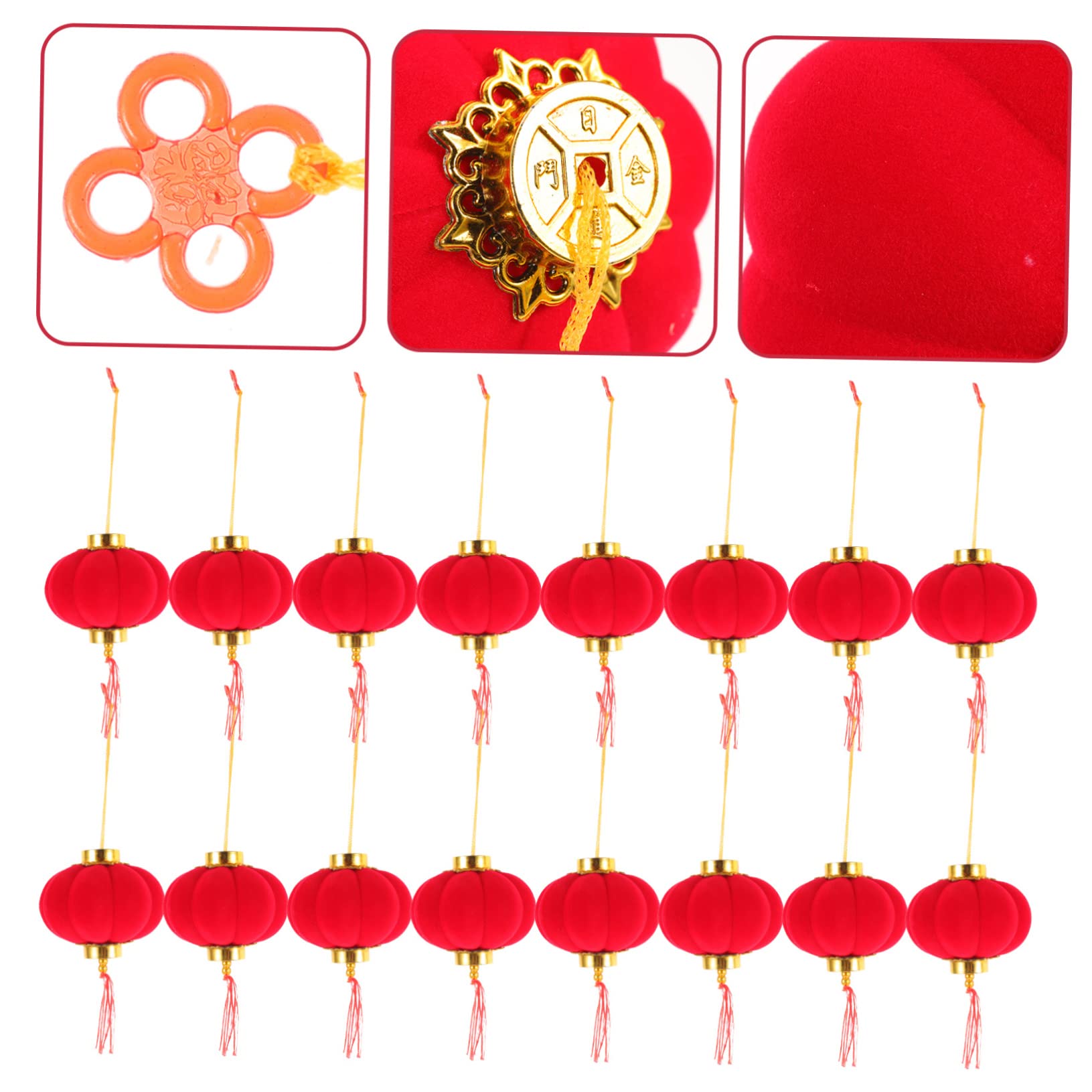 Hemobllo 32 Pz Piccolo ciondolo lanterna decorazioni per feste giapponesi lanterne per matrimonio decorazione casa home decoration ornamento appeso di capodanno lanterne rosse pvc rosso