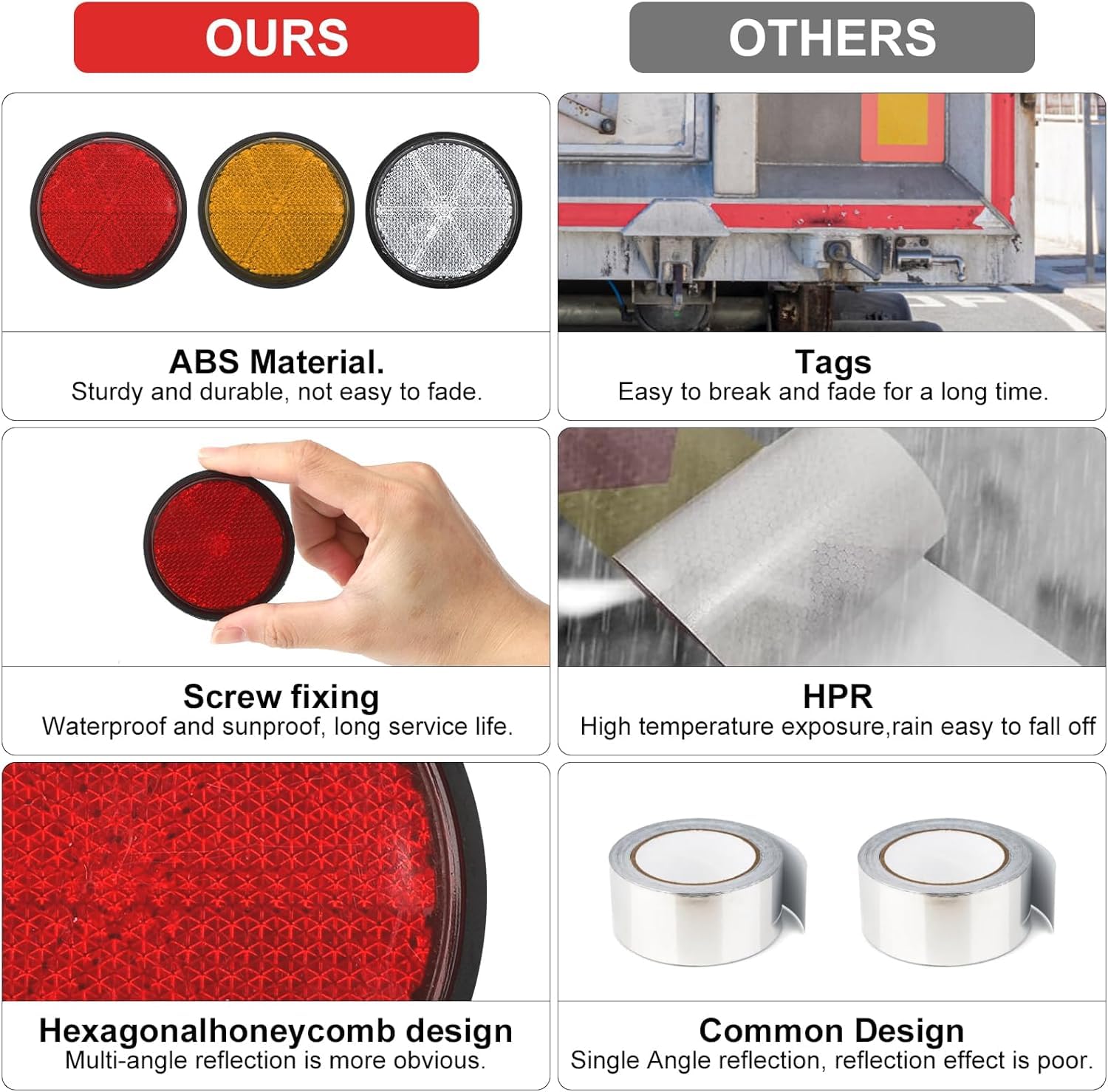 12 stuks ronde reflectoren 60mm kattenogen aanhanger zijlichtreflectoren aanhanger voor aanhanger verlichting driehoek reflectoren auto reflectoren motorfiets reflectorband caravan met M5 schroeven