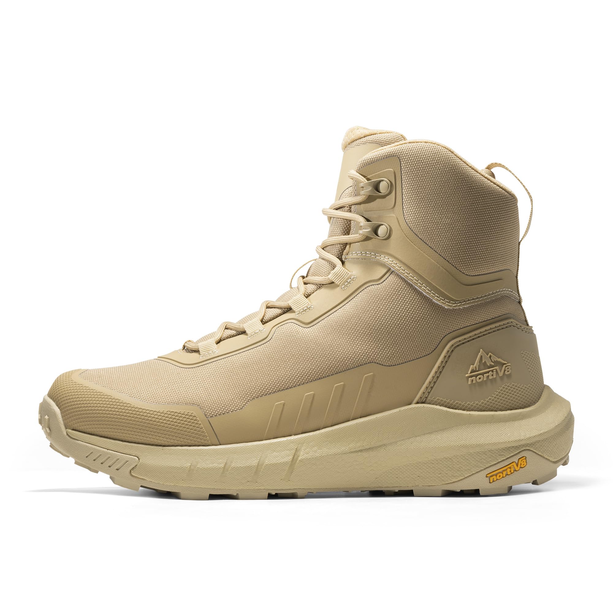 NORTIV 8 Men's Tactical Hiking Boot Lightweight Cushion Sole Boots for Work All Day Side Zipper Motorcycle Combat Military Boot Arch Support 8 Inches Terrascope