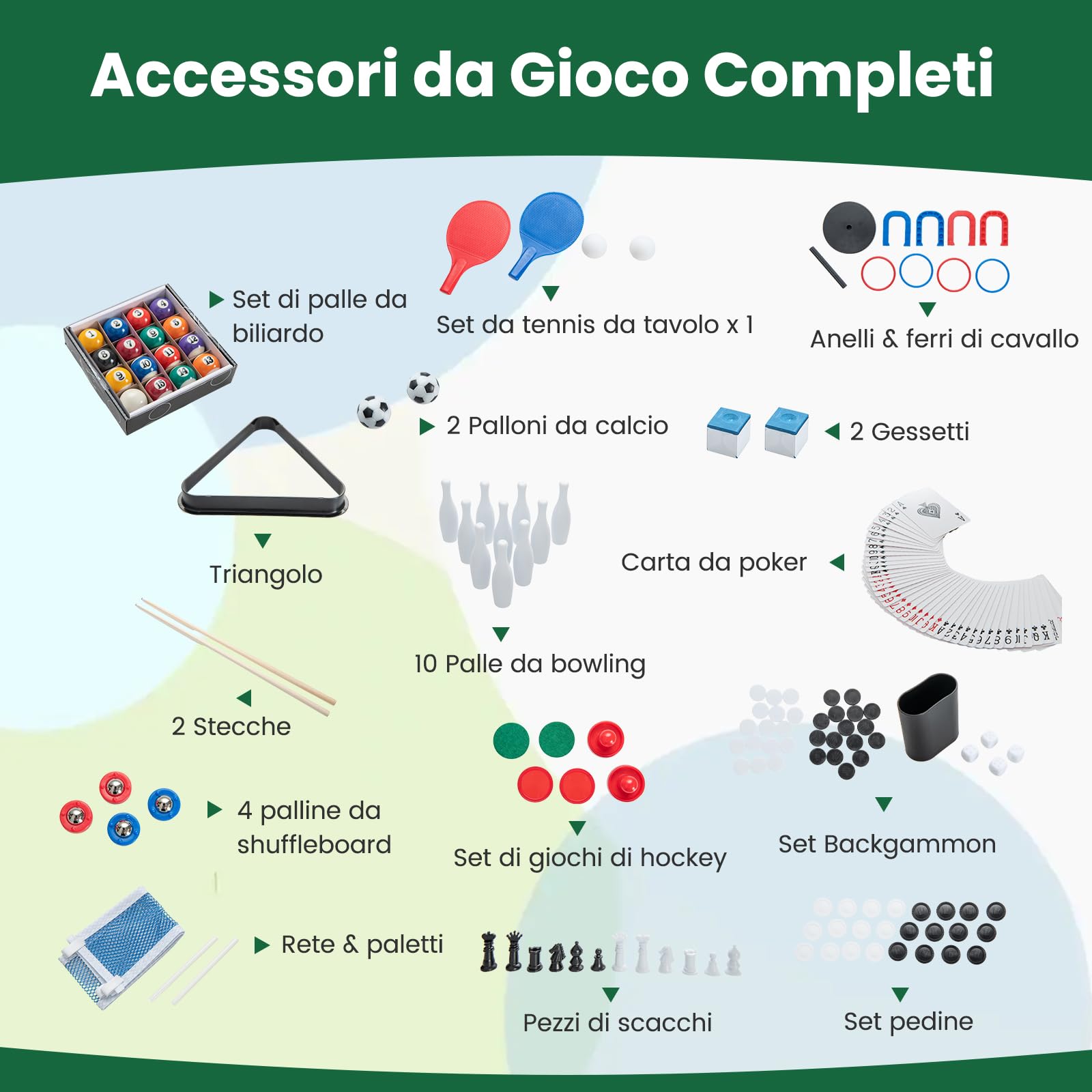 GYMAX Tavolo da Gioco 12-in-1 Combinato, Tavolo Multi-Gioco da 121 cm con Calcetto, Biliardo, Ping Pong, Hockey, Bowling, Shuffleboard e Altro Ancora, Set Tavolo Combo per Bambini e Adulti