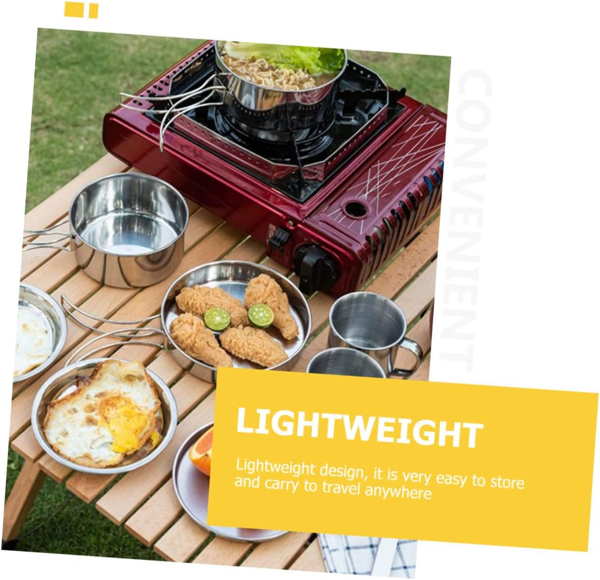 Kisangel 1set Multi-Function Portable Stainless Steel Camping Cookware Set Design for Outdoor Cooking Hiking and Picnics Cookware Kit for Easy Storage and Use