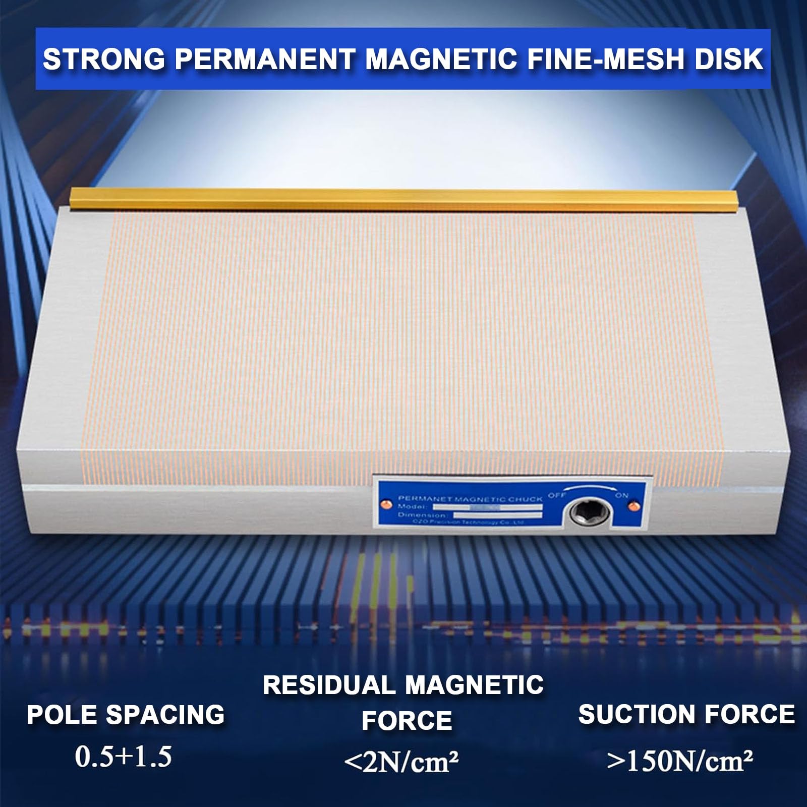 Portabrocas magnético de 4 x 6.8 pulgadas, portabrocas de sujeción permanente con poste magnético de 0.5+1.5, fuerza de succión ≥100N/Cm², incluye llave para máquinas de rectificar