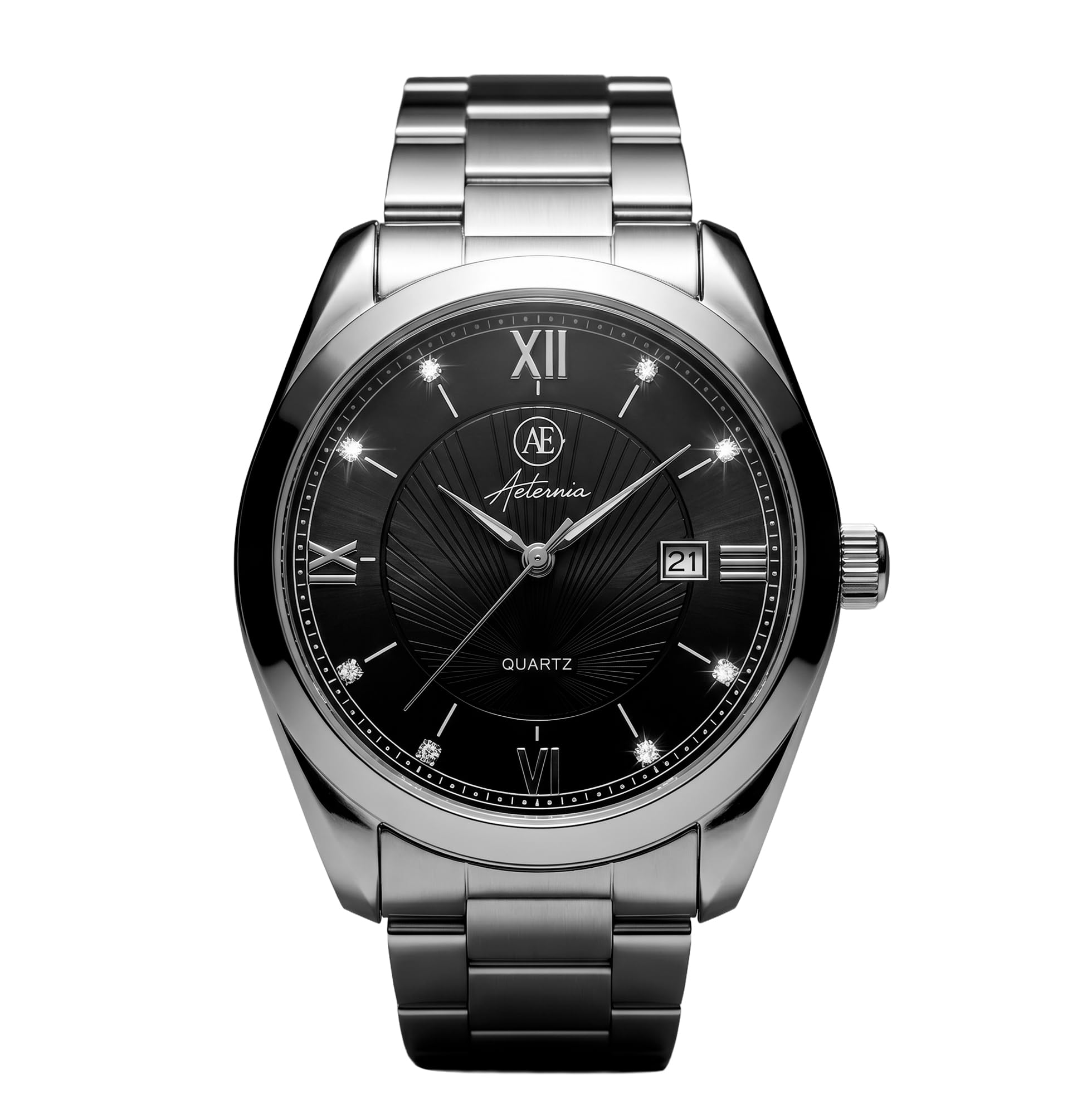 Aeternia - Reloj para hombre, pulsera de acero inoxidable, cuarzo con fecha.