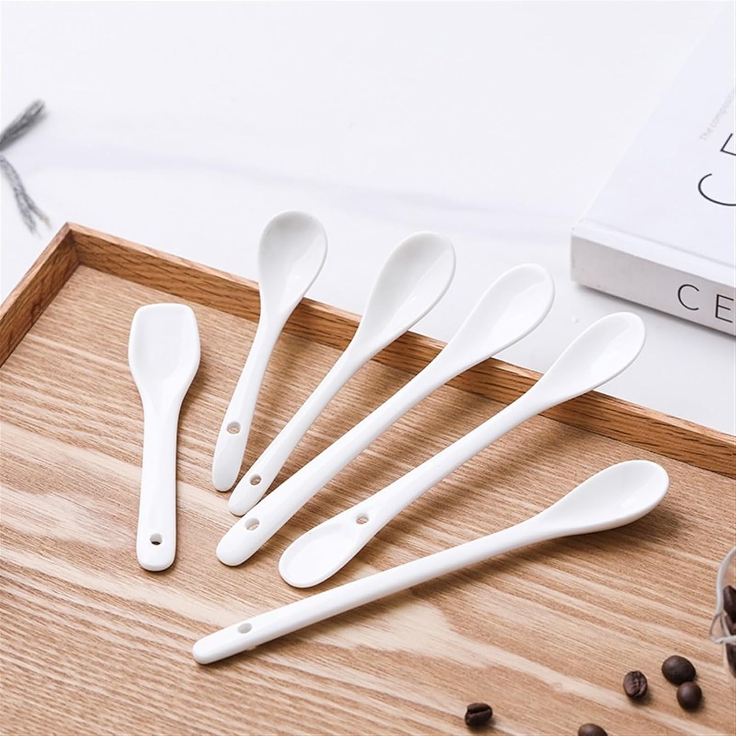 Soup Spoon White Porcelain Tea Spoon, Espresso Spoons, Ceramic Spoons, Ceramic Teaspoon, Ceramic Spoons Small, Spoon for Tea, Tea Spoon for Loose Tea (A)