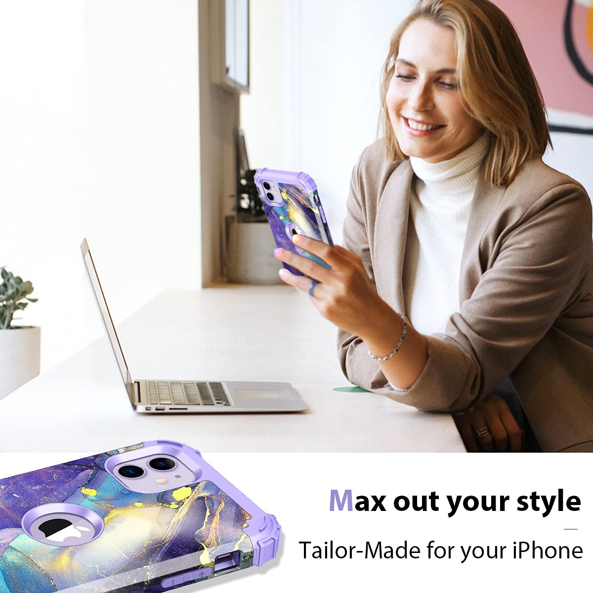 Rancase Funda para iPhone 11, Tres Capas de protección Resistente a los Golpes, Parachoques de plástico Duro + Funda Protectora de Goma de Silicona Suave para Apple iPhone 11 de 6.1 Pulgadas, Color